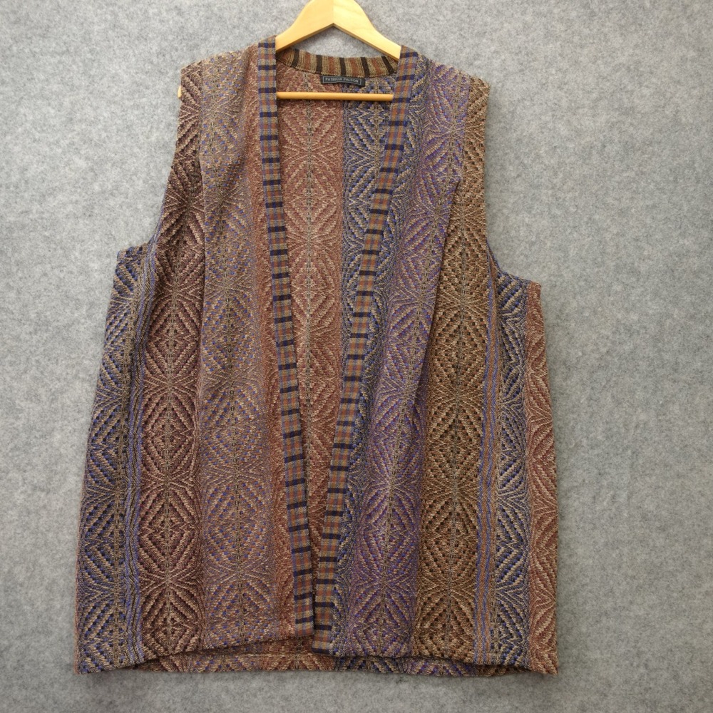 Boho Tapestry Vest PATRICIA‎ PALSON Womens S XL Brown Earthy 70s Hippie Art Wear